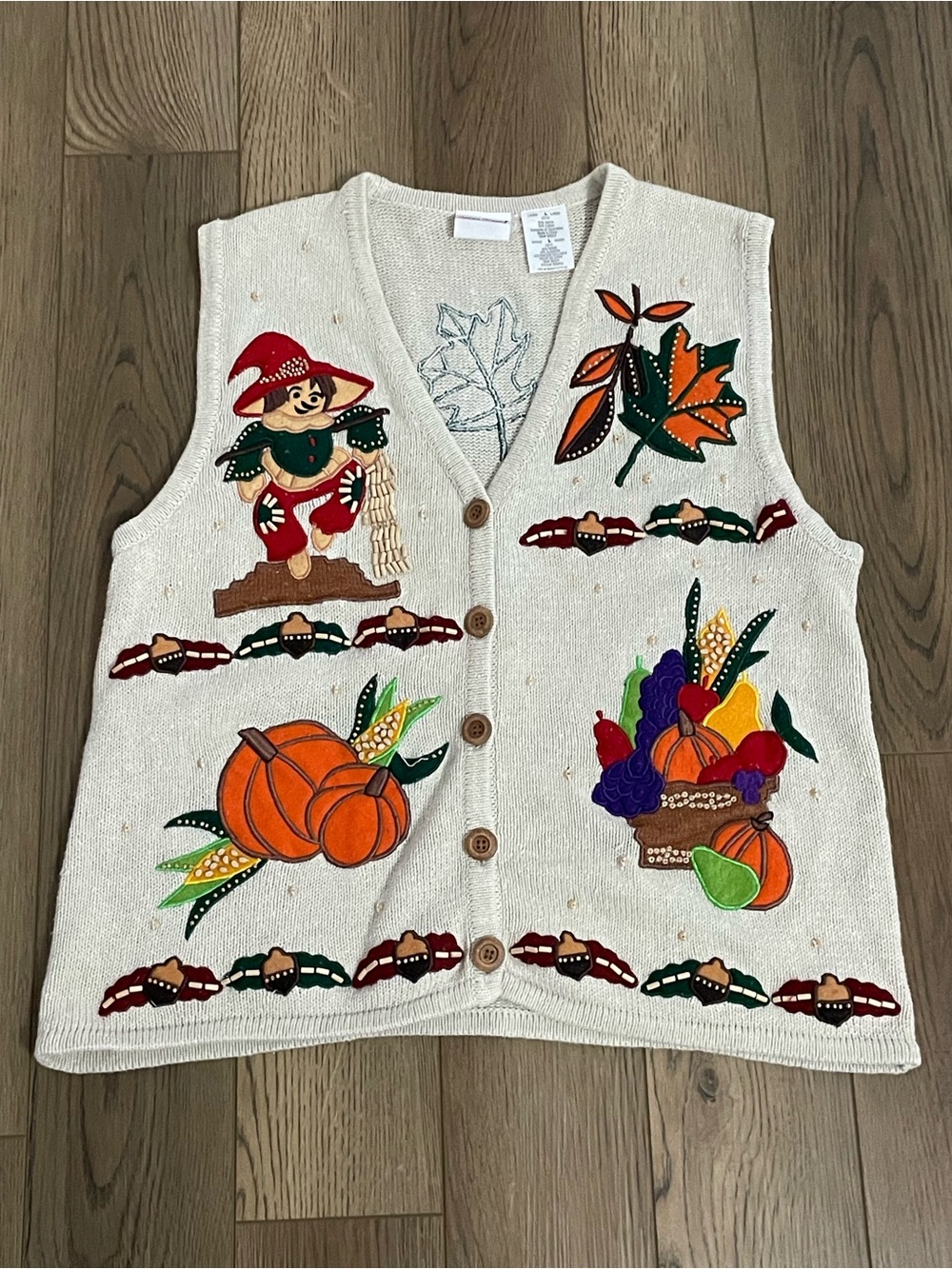 Vintage Bobbie Brooks Fall Knitted Sleeveless Sweater Women’s Large